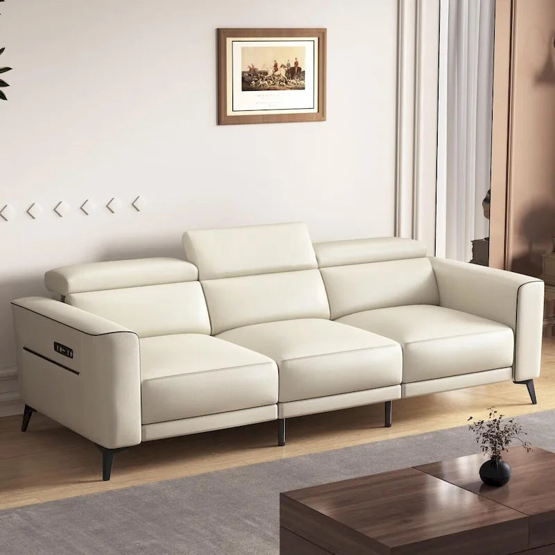 Canapé inclinable électrique en cuir 112,5 po avec port de chargement USB