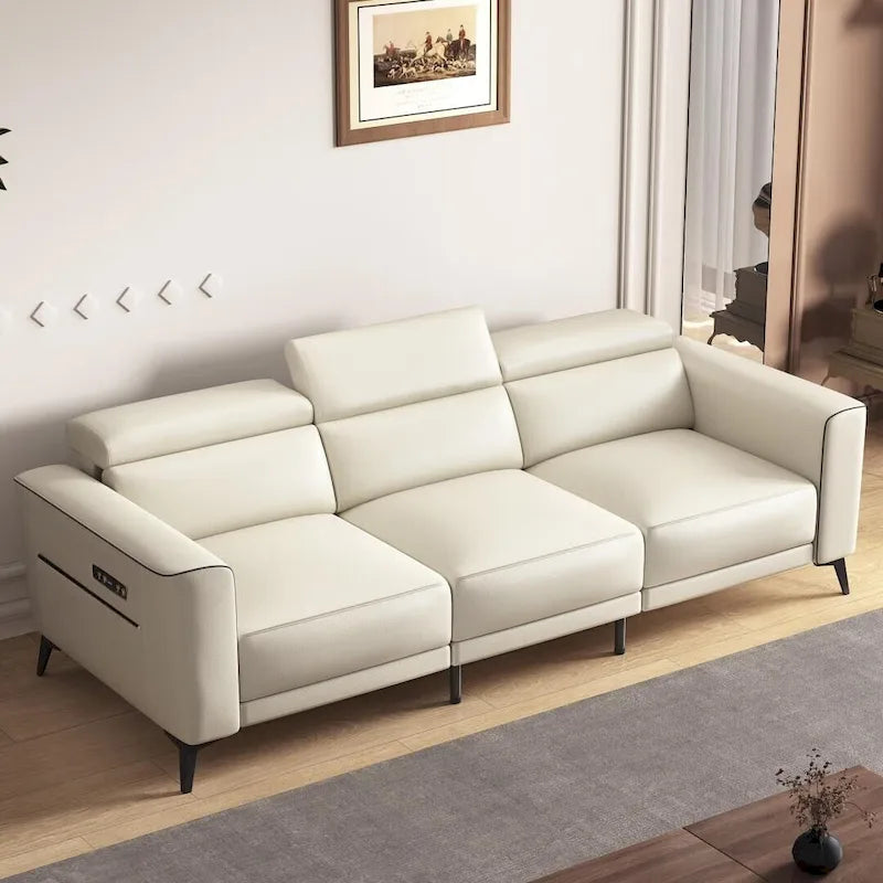 Canapé inclinable électrique en cuir 112,5 po avec port de chargement USB