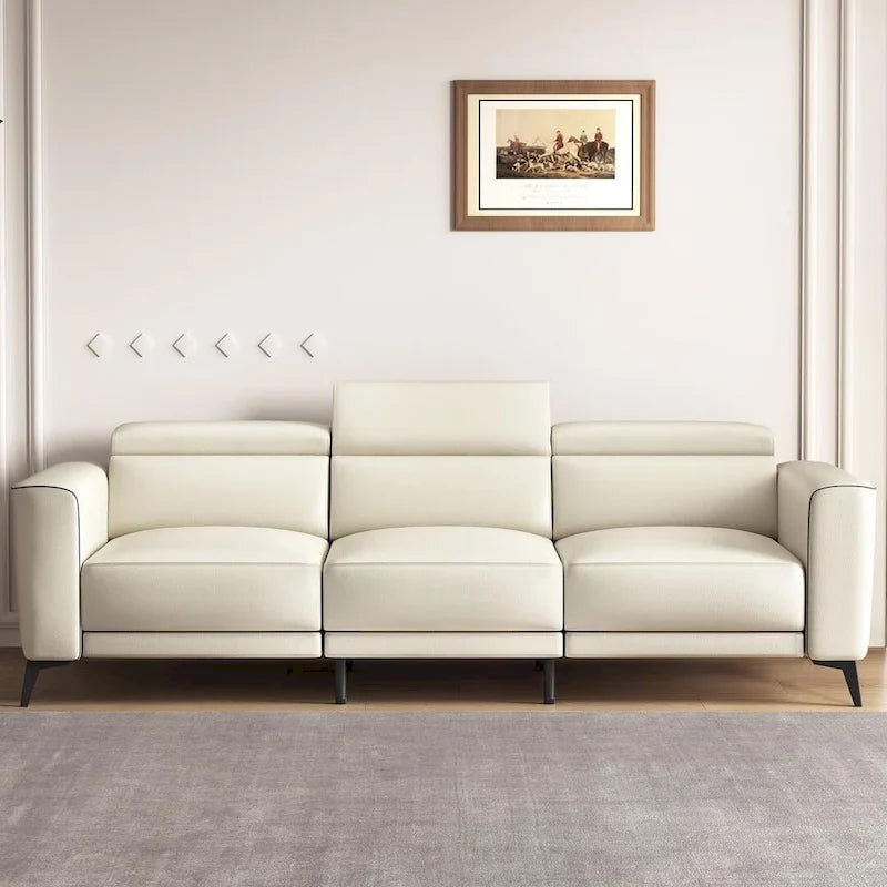 Canapé inclinable électrique en cuir 112,5 po avec port de chargement USB