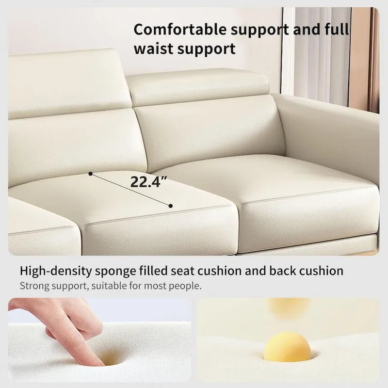 Canapé inclinable électrique en cuir 112,5 po avec port de chargement USB