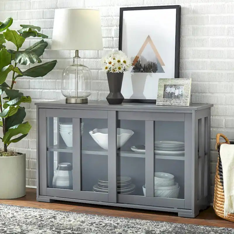 Argentier empilable avec portes coulissantes en verre Porch & Den Jefferson