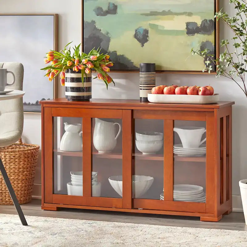 Argentier empilable avec portes coulissantes en verre Porch & Den Jefferson