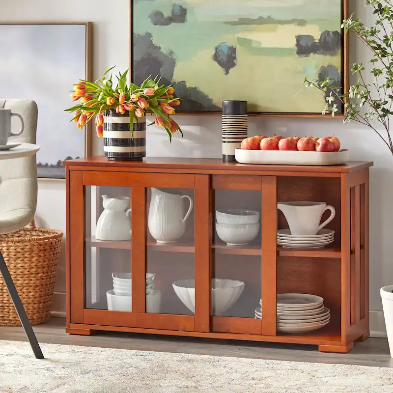 Argentier empilable avec portes coulissantes en verre Porch & Den Jefferson