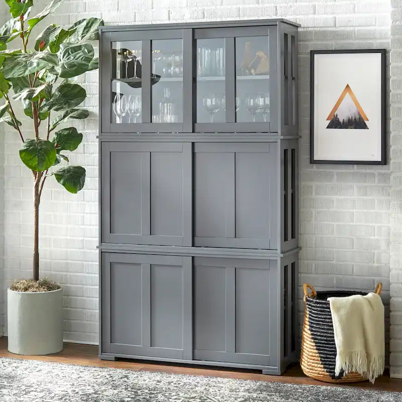 Argentier empilable avec portes coulissantes en verre Porch & Den Jefferson
