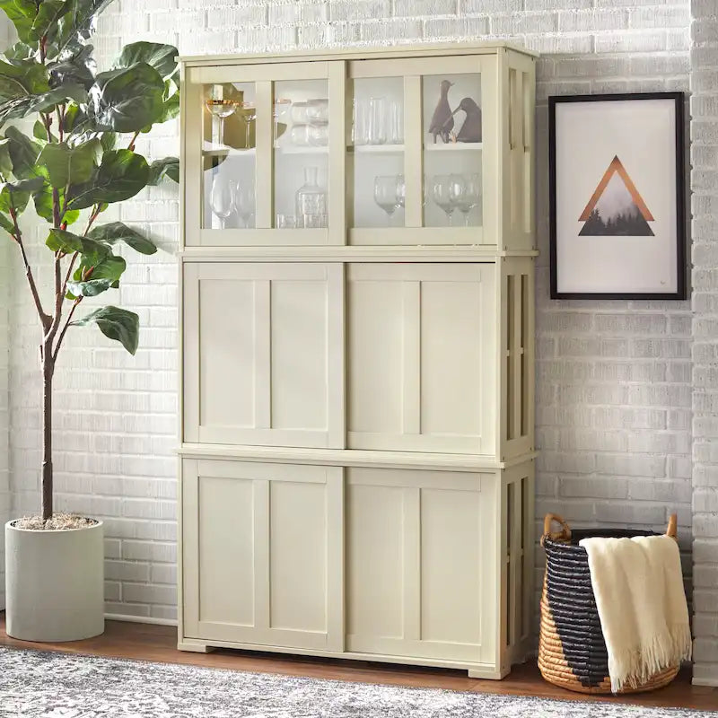 Argentier empilable avec portes coulissantes en verre Porch & Den Jefferson
