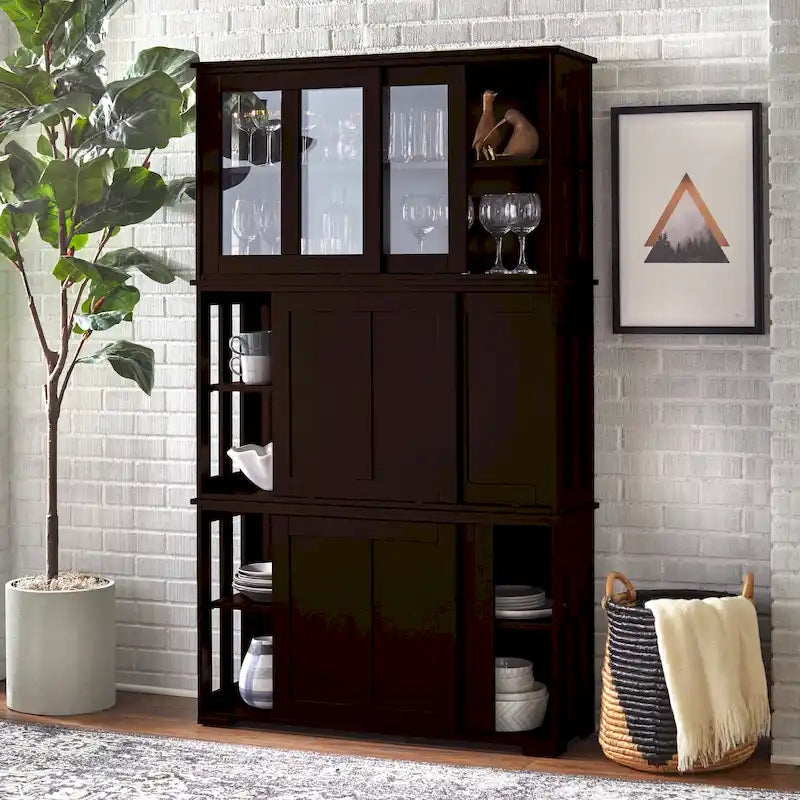 Argentier empilable avec portes coulissantes en verre Porch & Den Jefferson