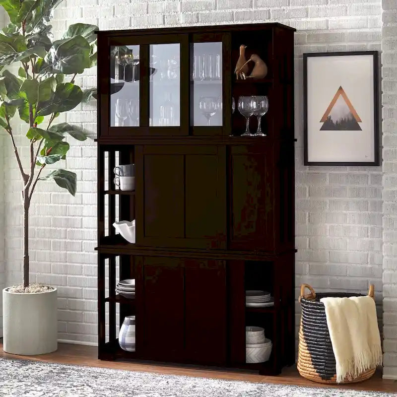 Argentier empilable avec portes coulissantes en verre Porch & Den Jefferson