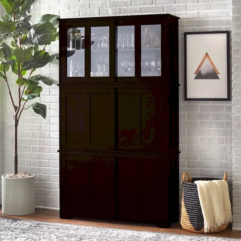 Argentier empilable avec portes coulissantes en verre Porch & Den Jefferson