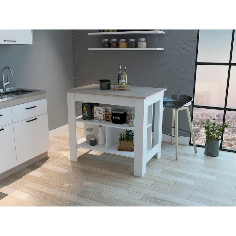 FM Furniture Brooklyn Îlot de cuisine avec surface antibactérienne