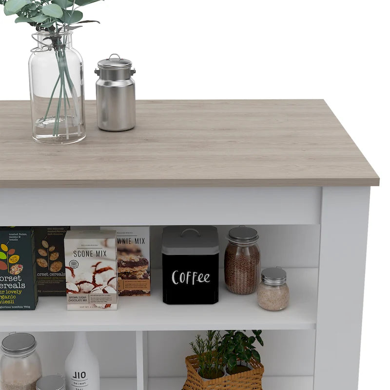 FM Furniture Brooklyn Îlot de cuisine avec surface antibactérienne