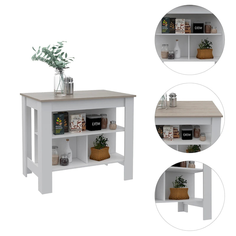 FM Furniture Brooklyn Îlot de cuisine avec surface antibactérienne