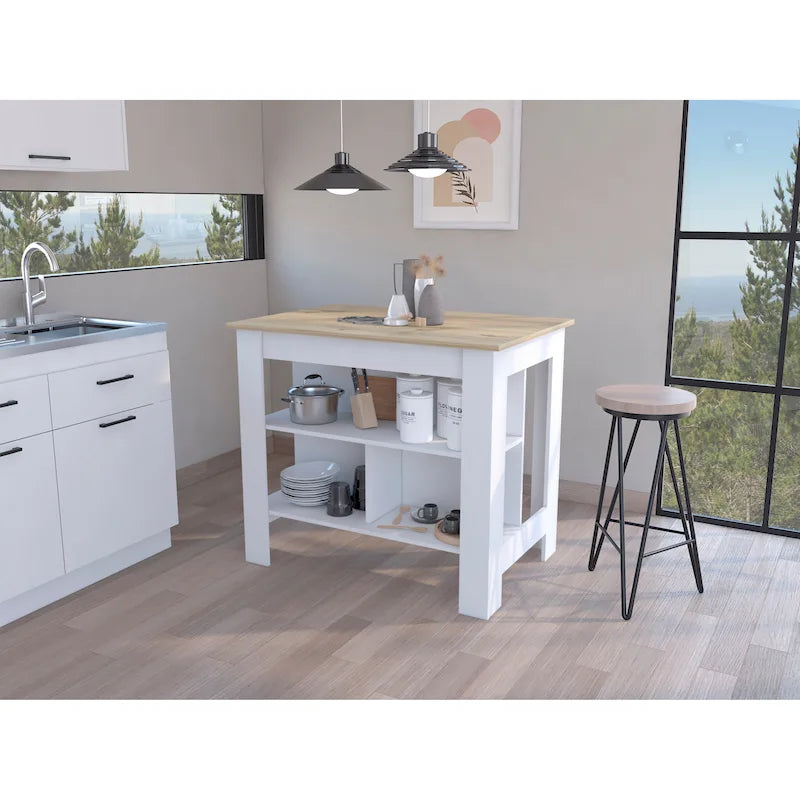FM Furniture Brooklyn Îlot de cuisine avec surface antibactérienne