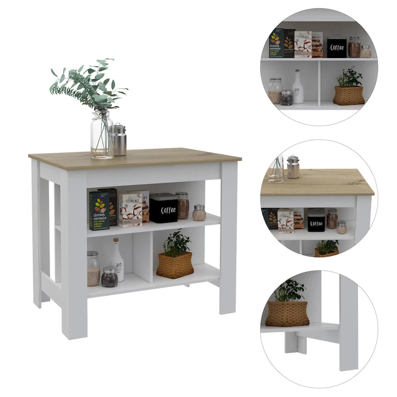 FM Furniture Brooklyn Îlot de cuisine avec surface antibactérienne