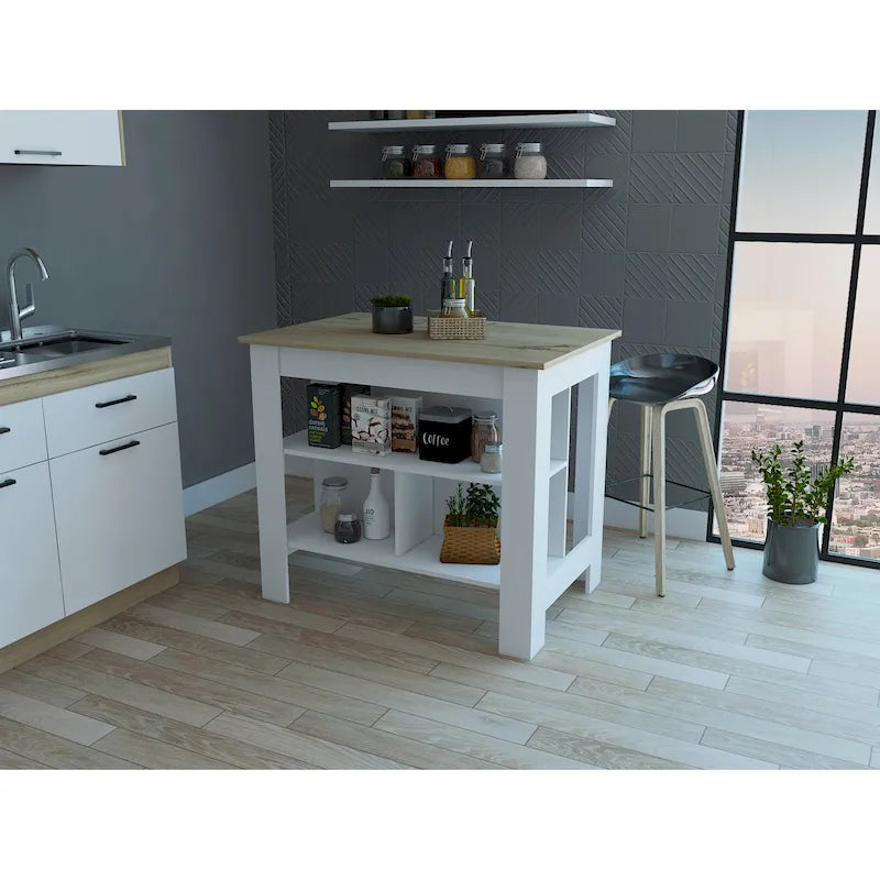 FM Furniture Brooklyn Îlot de cuisine avec surface antibactérienne