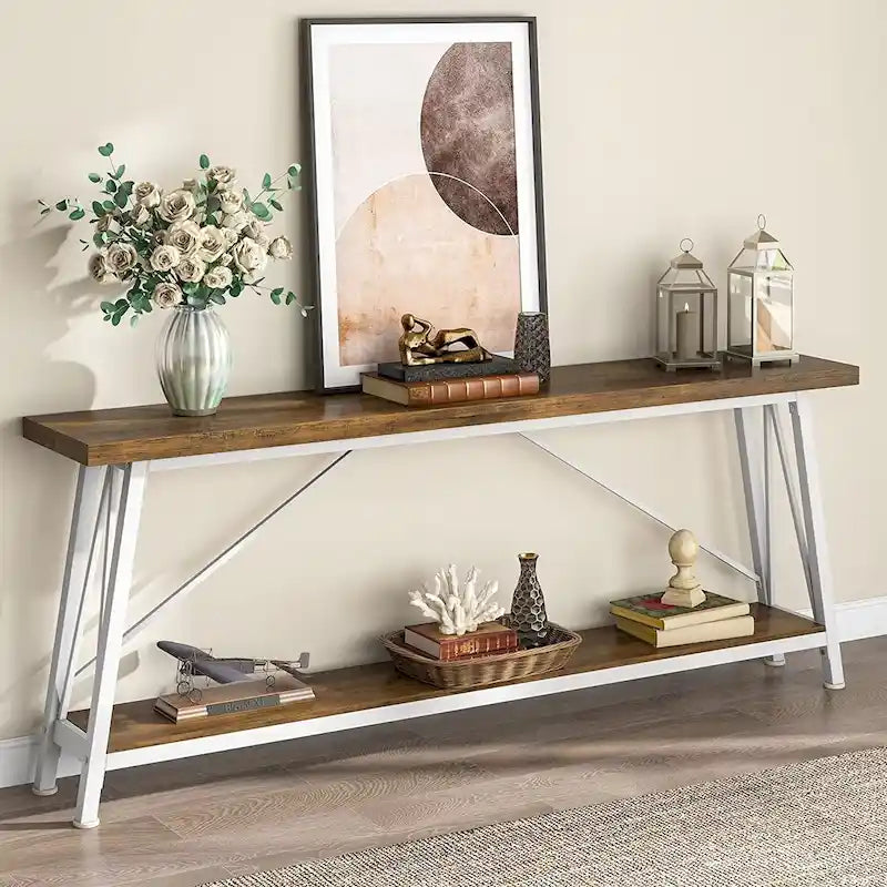 Table console étroite de 70,9 pouces de long à placer derrière un canapé pour une entrée
