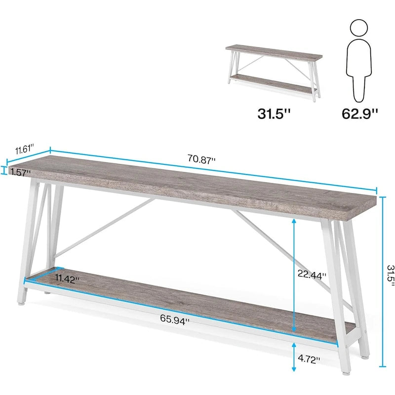 Table console étroite de 70,9 pouces de long à placer derrière un canapé pour une entrée