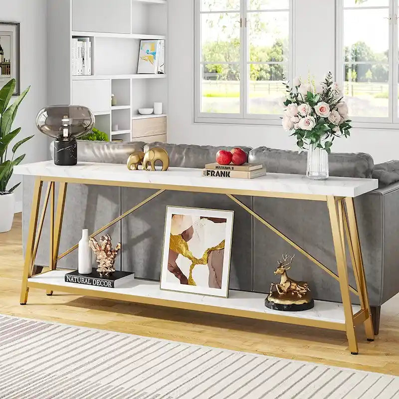 Table console étroite de 70,9 pouces de long à placer derrière un canapé pour une entrée