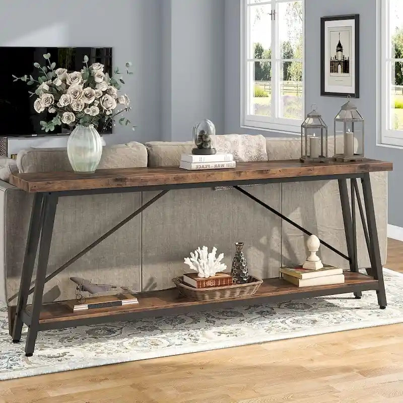 Table console étroite de 70,9 pouces de long à placer derrière un canapé pour une entrée