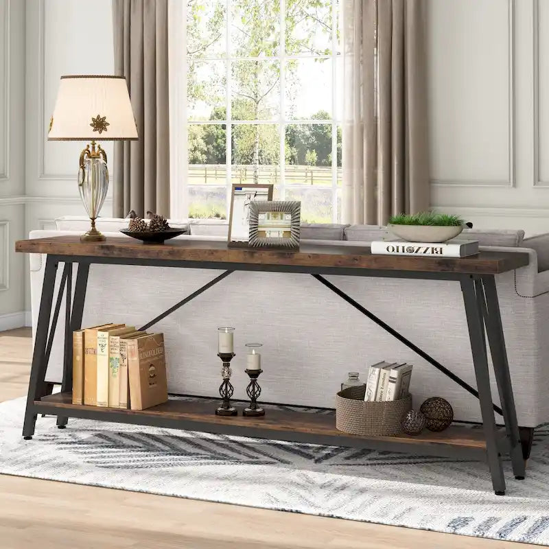 Table console étroite de 70,9 pouces de long à placer derrière un canapé pour une entrée