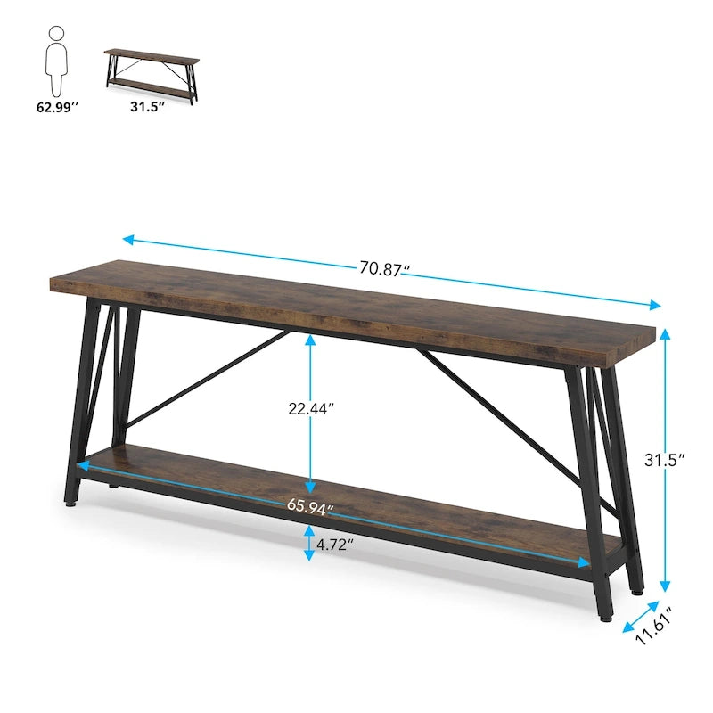 Table console étroite de 70,9 pouces de long à placer derrière un canapé pour une entrée