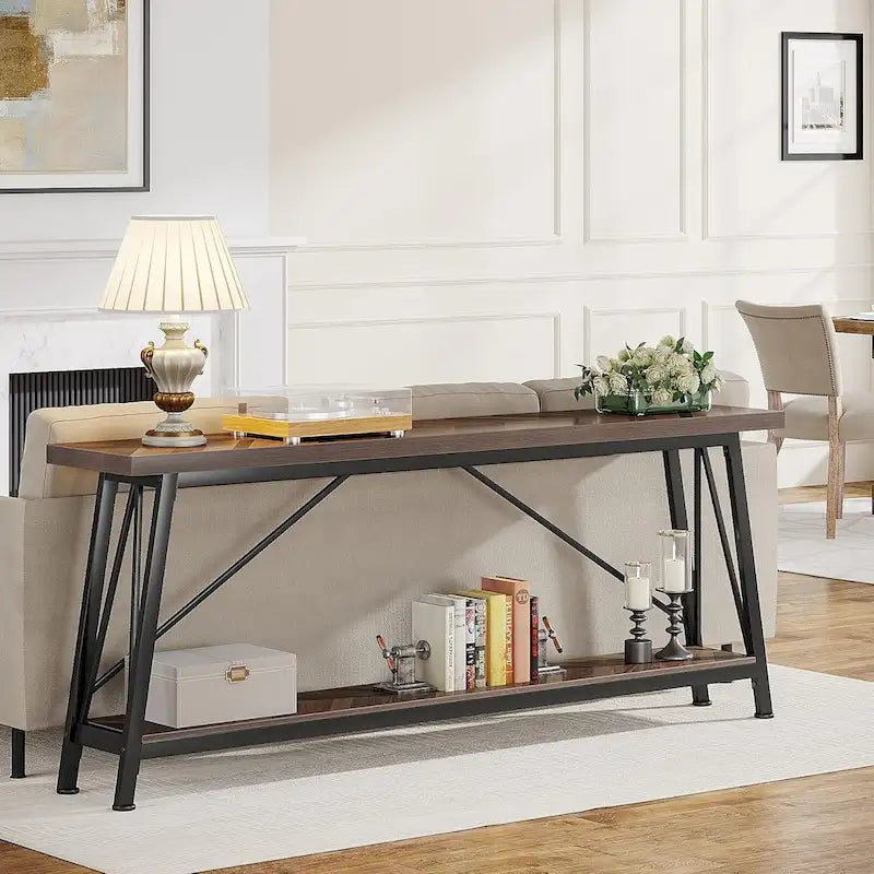 Table console étroite de 70,9 pouces de long à placer derrière un canapé pour une entrée