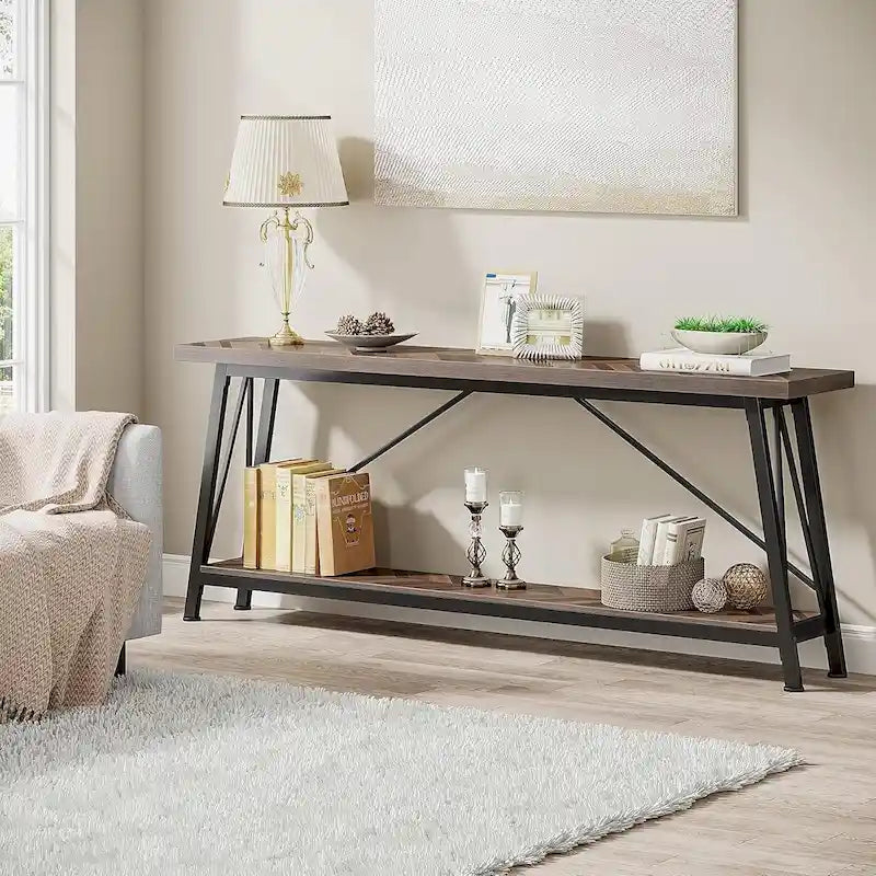 Table console étroite de 70,9 pouces de long à placer derrière un canapé pour une entrée