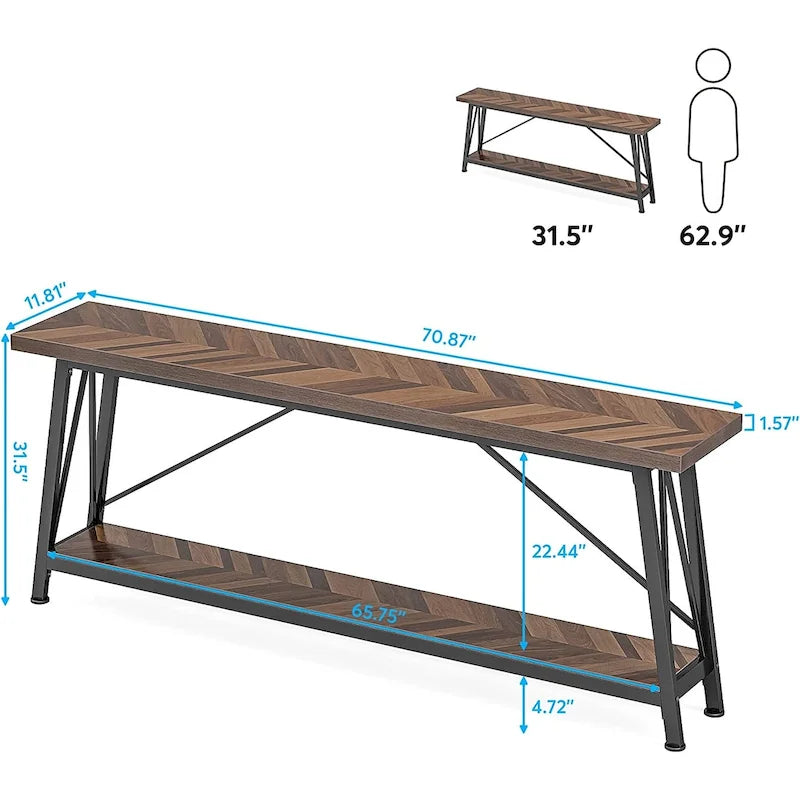 Table console étroite de 70,9 pouces de long à placer derrière un canapé pour une entrée