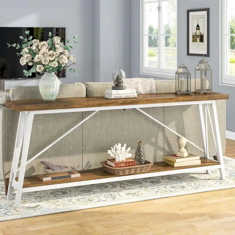 Table console étroite de 70,9 pouces de long à placer derrière un canapé pour une entrée