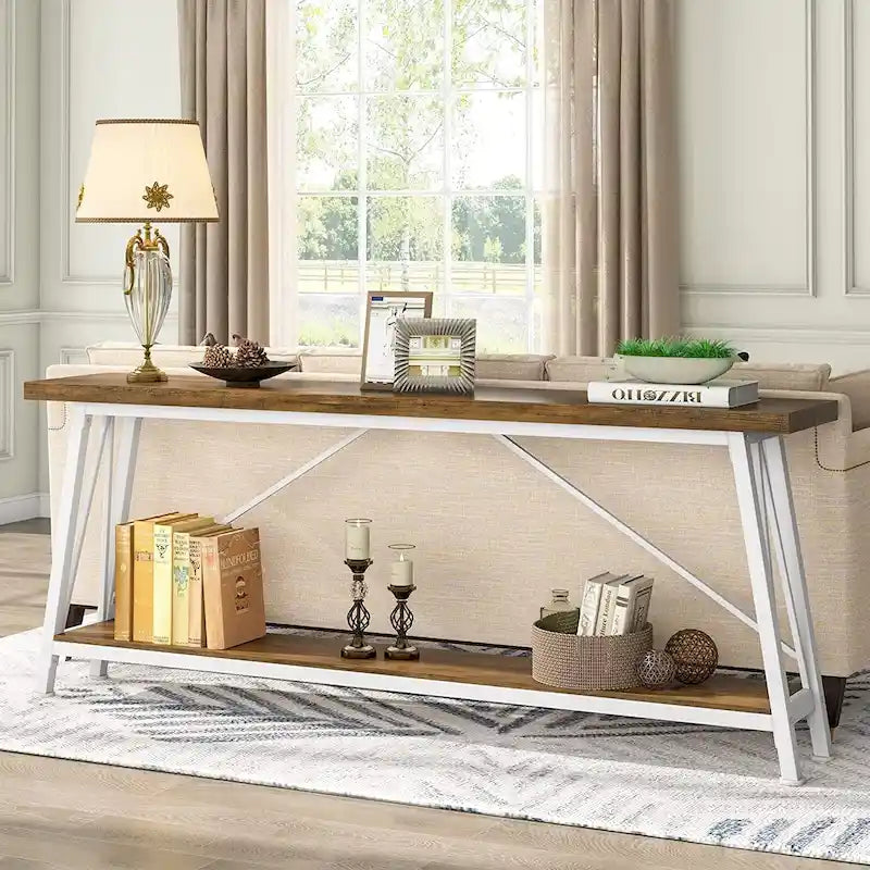 Table console étroite de 70,9 pouces de long à placer derrière un canapé pour une entrée