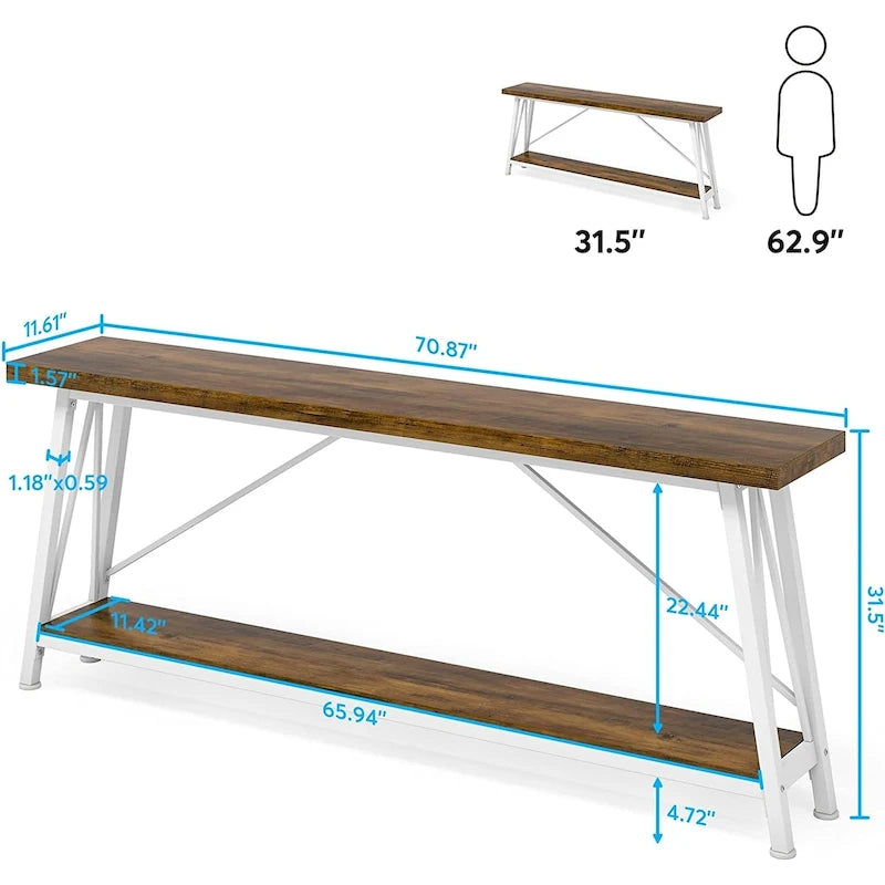 Table console étroite de 70,9 pouces de long à placer derrière un canapé pour une entrée