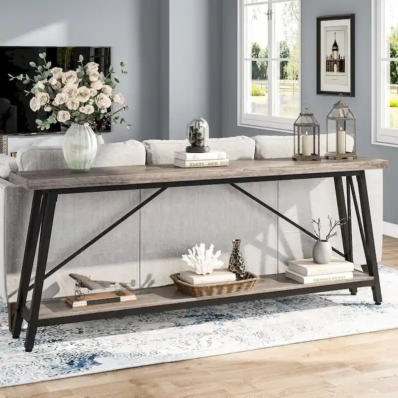 Table console étroite de 70,9 pouces de long à placer derrière un canapé pour une entrée