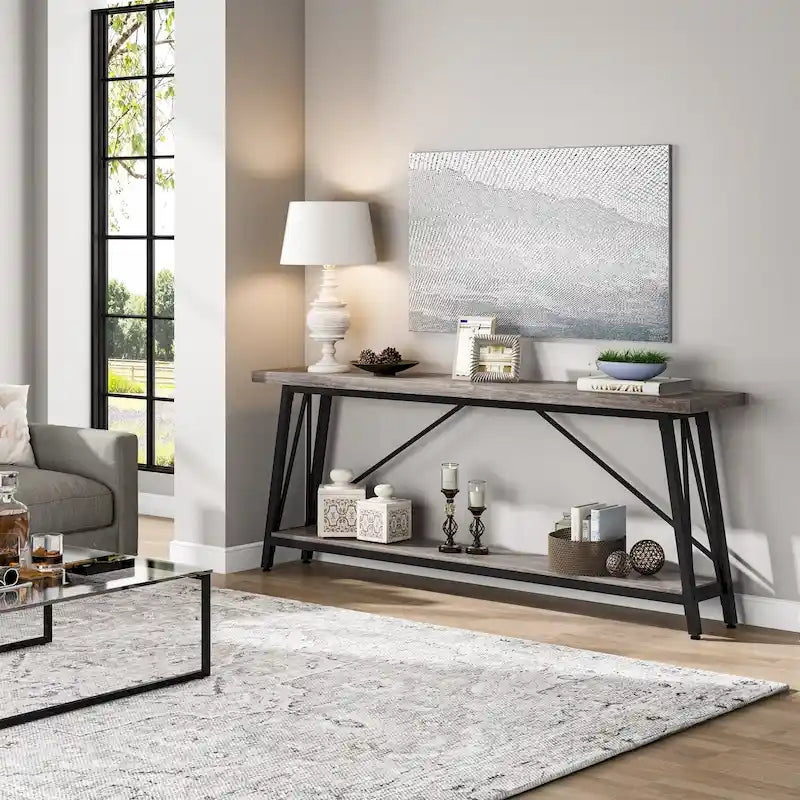 Table console étroite de 70,9 pouces de long à placer derrière un canapé pour une entrée