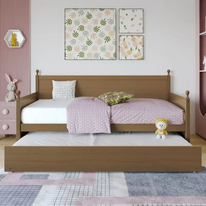 Lit de repos gigogne simple en bois de style Mid-Century Modern de CraftPorch