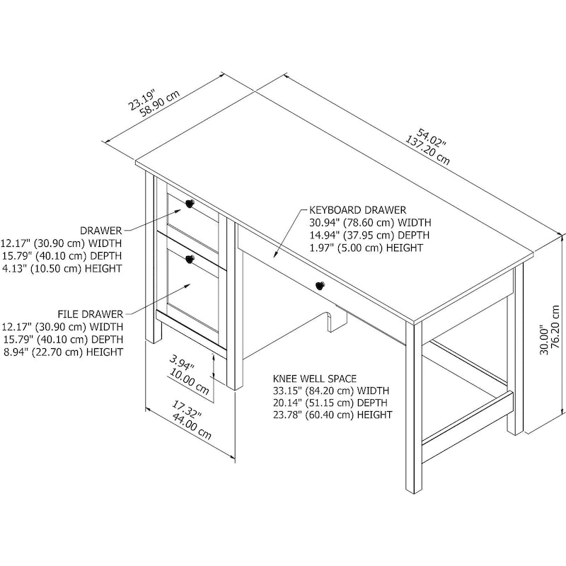 Bureau d'ordinateur 54W Mayfield avec tiroirs de Bush Furniture