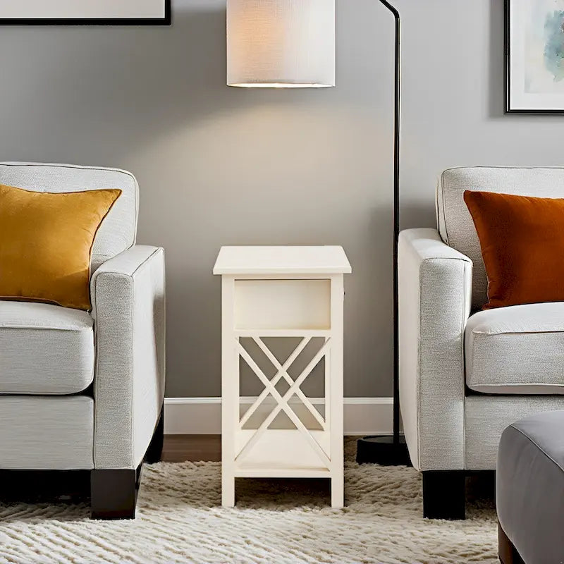 Table d'appoint en bois peu encombrante avec tiroir de rangement et compartiment spacieux