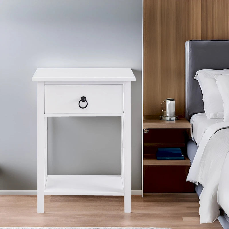Table d'appoint en bois peu encombrante avec tiroir de rangement et compartiment spacieux