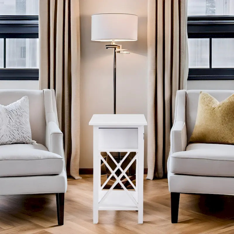 Table d'appoint en bois peu encombrante avec tiroir de rangement et compartiment spacieux