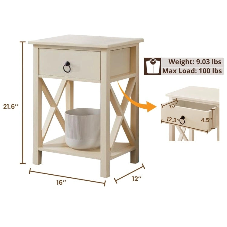 Table d'appoint en bois peu encombrante avec tiroir de rangement et compartiment spacieux
