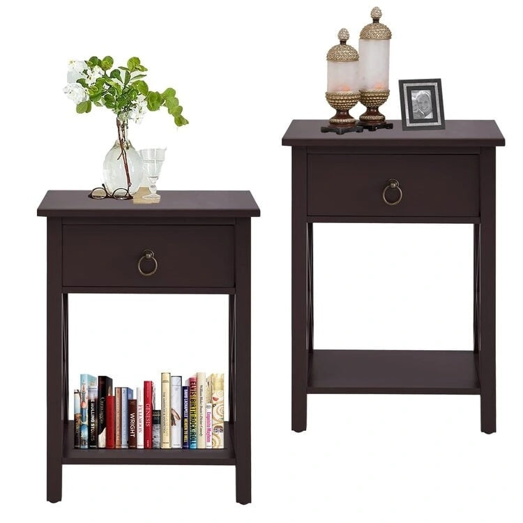 Table d'appoint en bois peu encombrante avec tiroir de rangement et compartiment spacieux