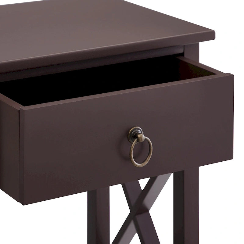 Table d'appoint en bois peu encombrante avec tiroir de rangement et compartiment spacieux