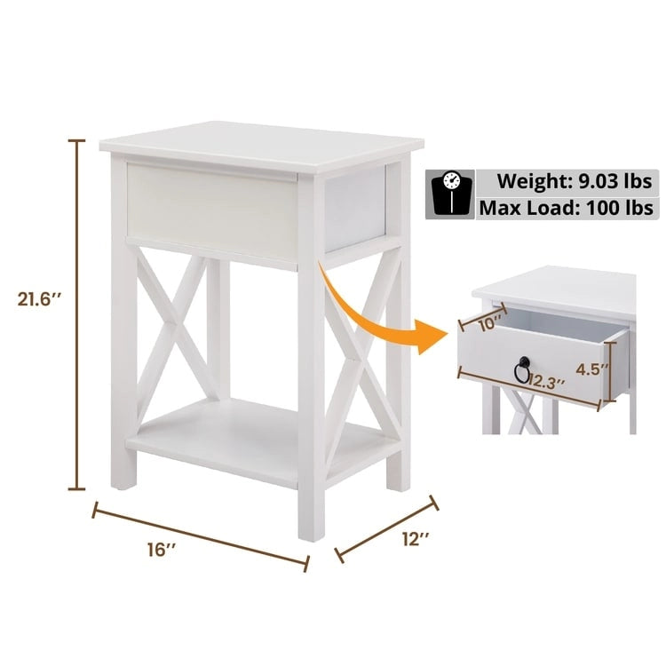 Table d'appoint en bois peu encombrante avec tiroir de rangement et compartiment spacieux