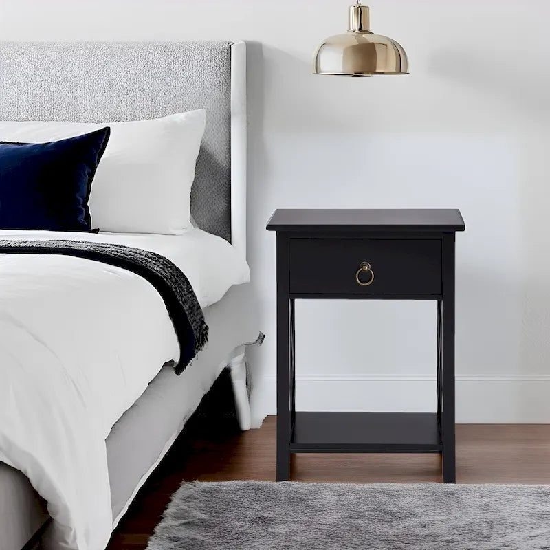 Table d'appoint en bois peu encombrante avec tiroir de rangement et compartiment spacieux