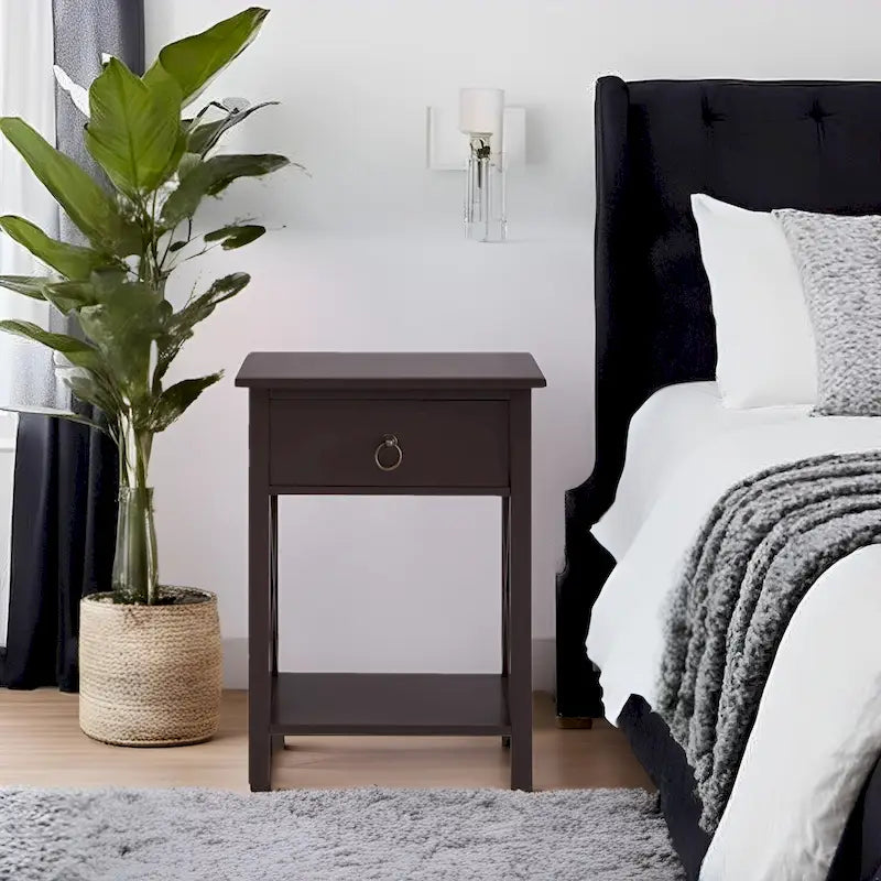 Table d'appoint en bois peu encombrante avec tiroir de rangement et compartiment spacieux