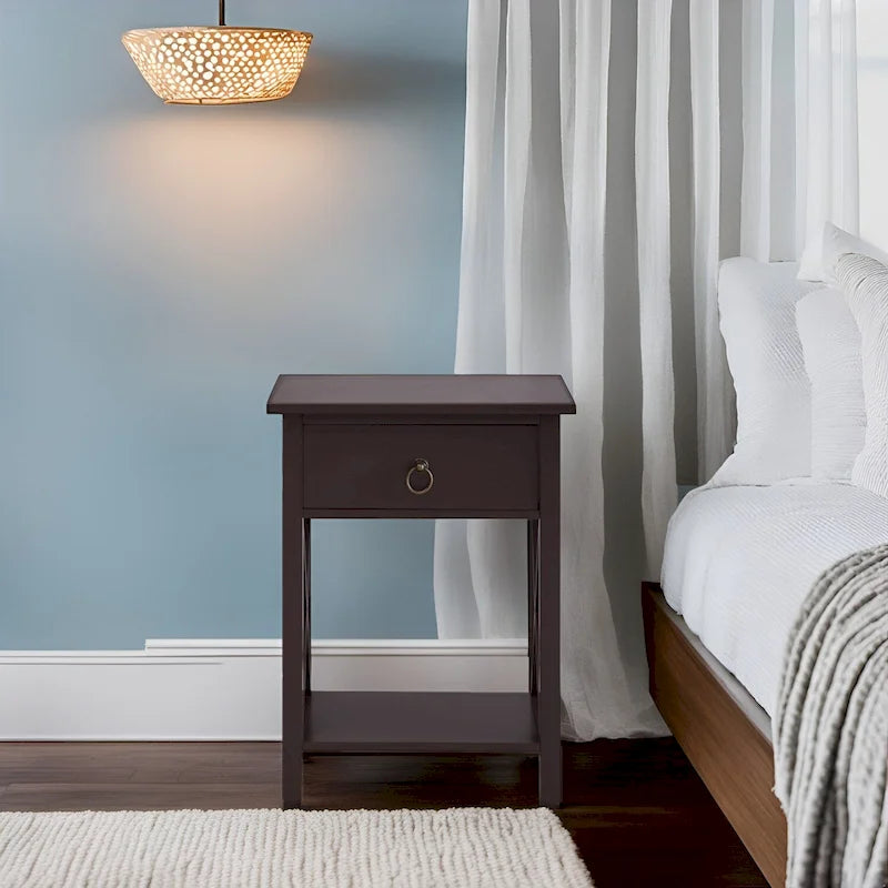 Table d'appoint en bois peu encombrante avec tiroir de rangement et compartiment spacieux