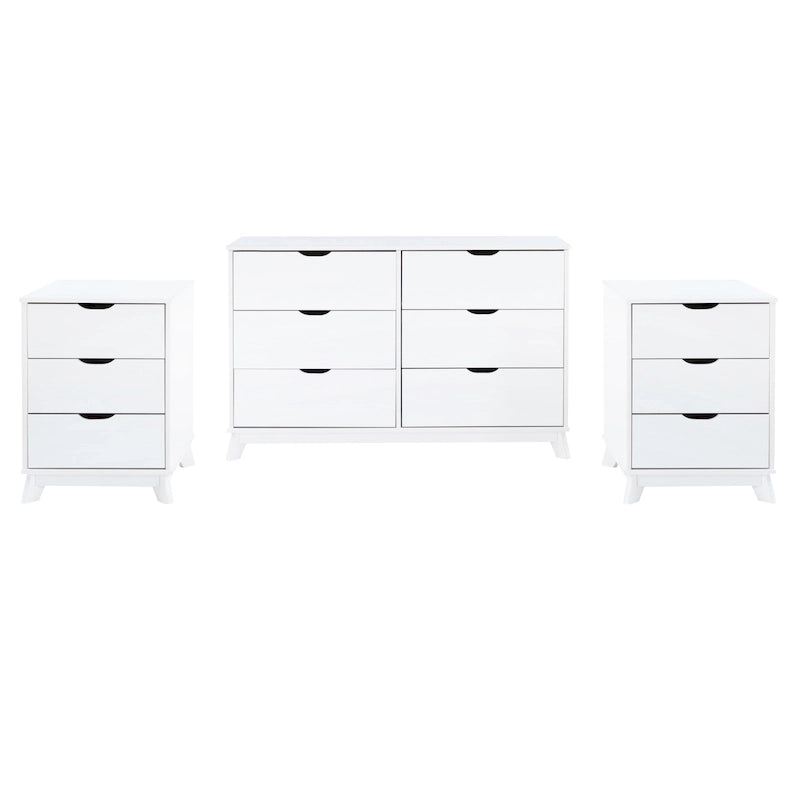 Ensemble de chambre à coucher 3 pièces Purcell en pin avec commode à 6 tiroirs et tables de chevet à 3 tiroirs (ensemble de 2)