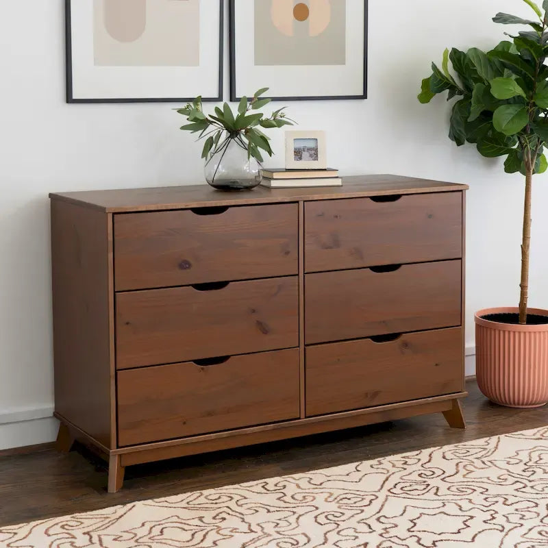 Ensemble de chambre à coucher 3 pièces Purcell en pin avec commode à 6 tiroirs et tables de chevet à 3 tiroirs (ensemble de 2)