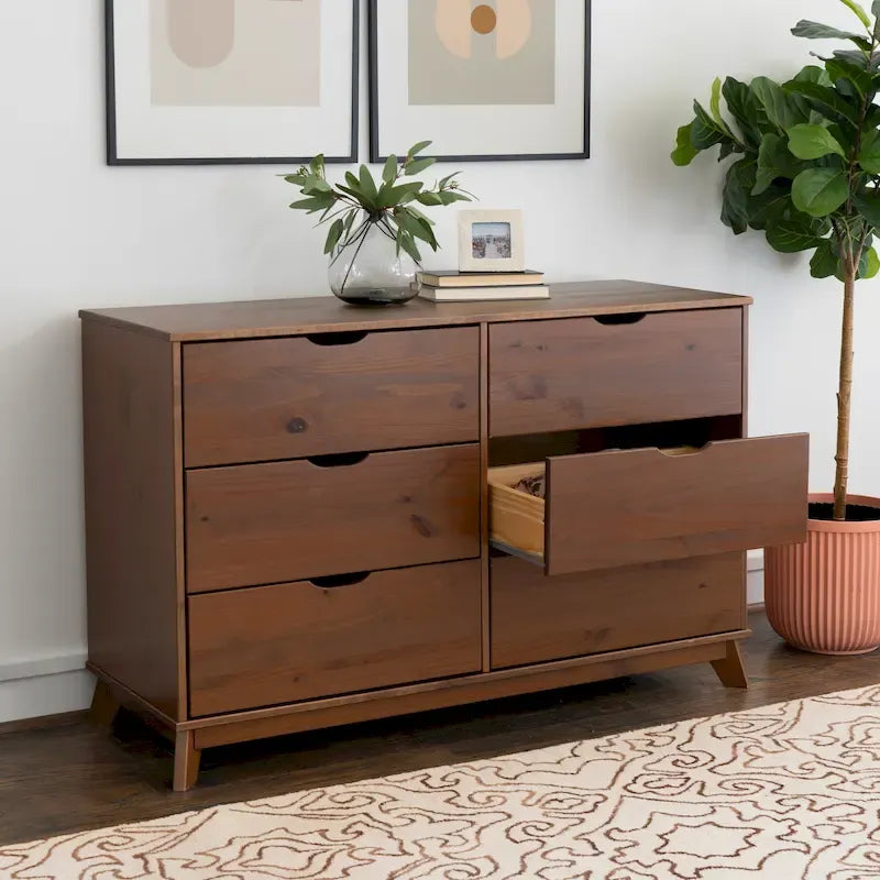 Ensemble de chambre à coucher 3 pièces Purcell en pin avec commode à 6 tiroirs et tables de chevet à 3 tiroirs (ensemble de 2)