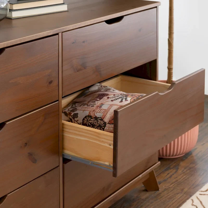 Ensemble de chambre à coucher 3 pièces Purcell en pin avec commode à 6 tiroirs et tables de chevet à 3 tiroirs (ensemble de 2)