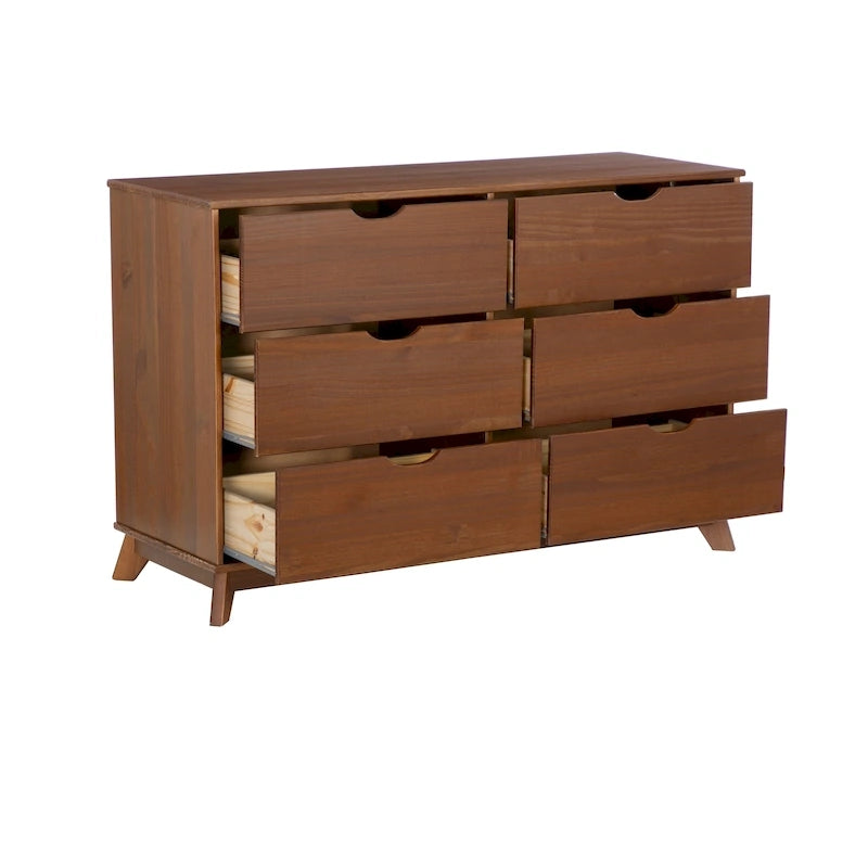 Ensemble de chambre à coucher 3 pièces Purcell en pin avec commode à 6 tiroirs et tables de chevet à 3 tiroirs (ensemble de 2)