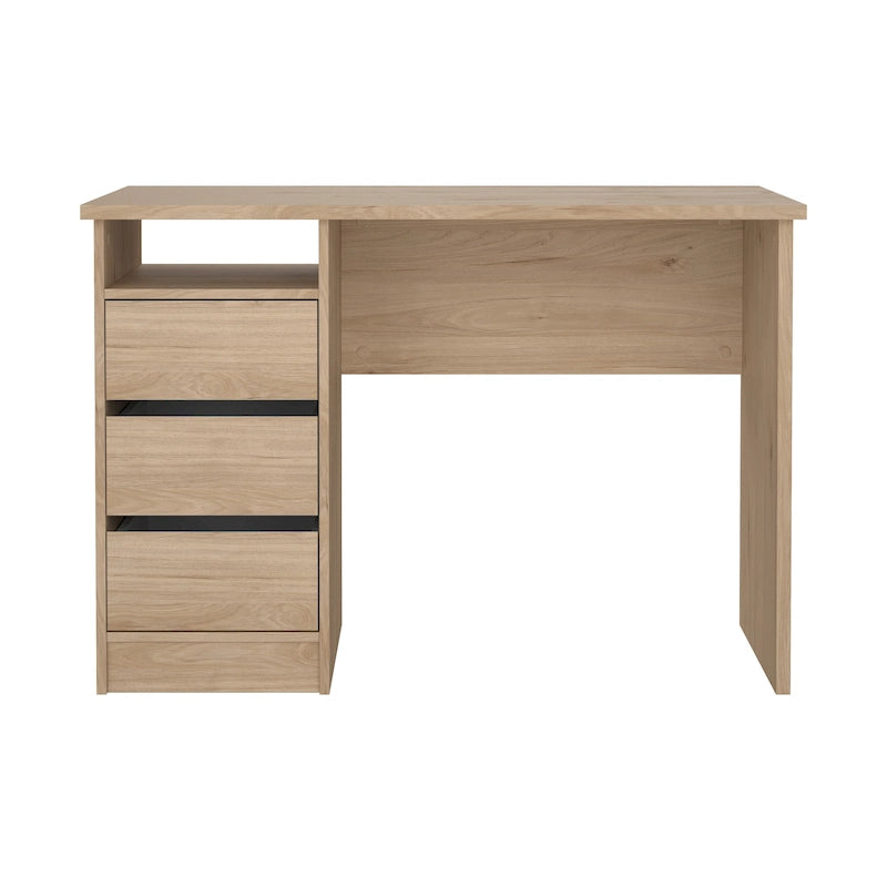 Bureau d'écriture Wes Home Office de Porch & Den avec 3 tiroirs et étagère ouverte